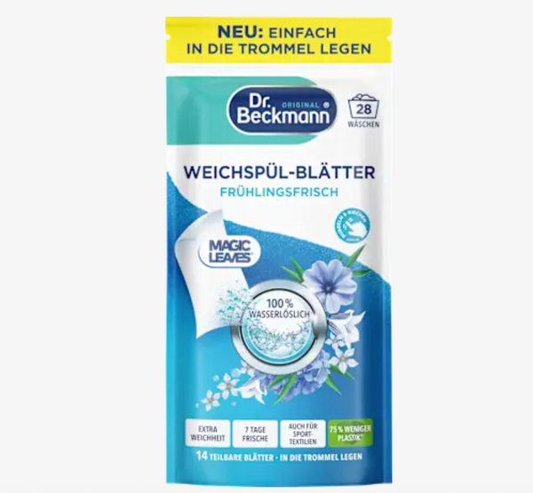 Dr. Beckmann Weichspül-Blätter Frühlingsfrisch – 28 WL (62 g)
