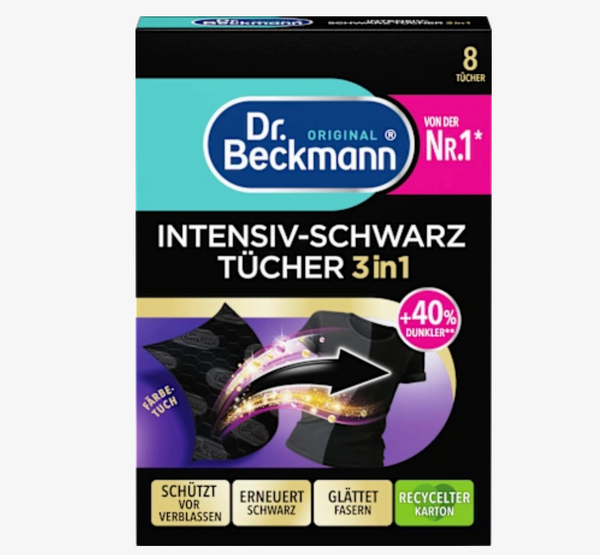 Dr. Beckmann Farbtücher Intensiv-Schwarz 3in1 – 8 Stück