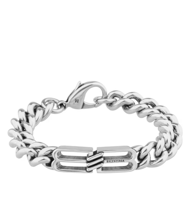 balenciaga-Bb Icon Gourmette Armband in Altsilber-M