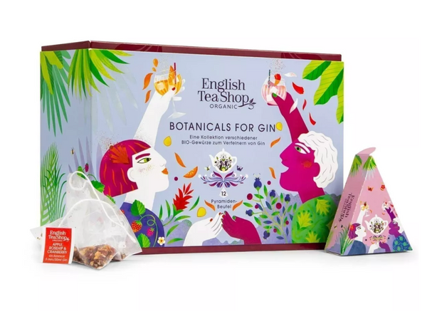 English Tea Shop-Botanicals for Gin, Gin Gewürz Box & Geschenk Set, BIO, 12 Pyramidenbeutel