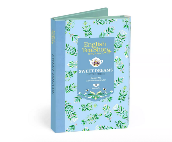 English Tea Shop-ETS – Tee-Poesie „Sweet Dreams“ 8 Bio-Teebeutel mit beruhigenden Worten & Kräutern zum Einschlafen
