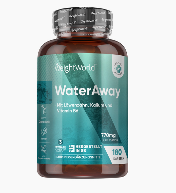 WeightWorld - Water Away Kapseln – Natürliche Entwässerung (770 mg)