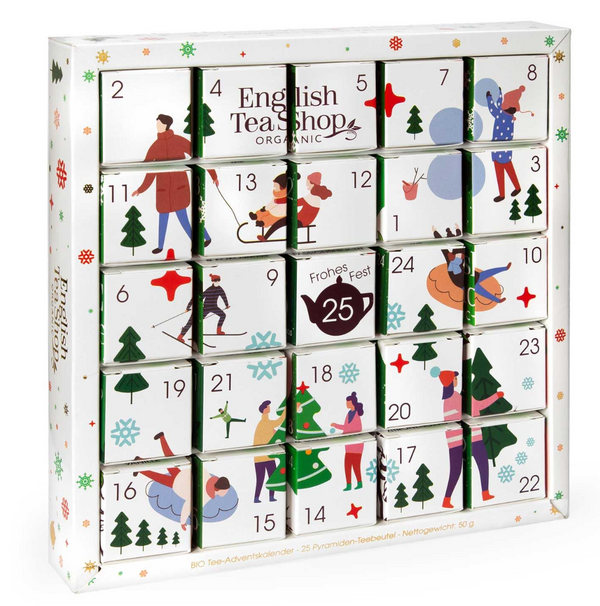 Englisch tea Store - Puzzle Tea Adventskalender „White Ornaments“ – Bio Tee im Pyramidenbeutel