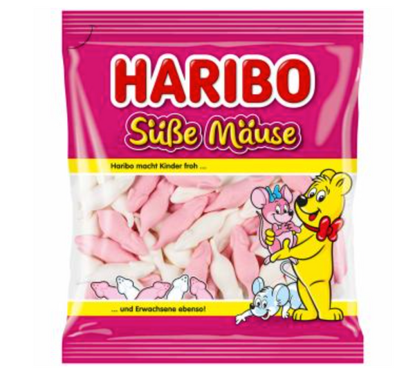 Haribo Süße Mäuse – Flauschiger Schaumzucker-Spaß! 175g Beutel | Ohne künstliche Farbstoffe