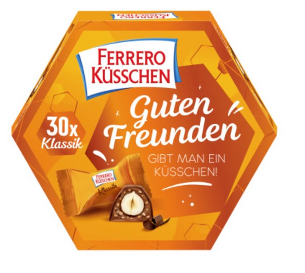 Ferrero Küsschen Klassik – 30 köstliche Momente zum Teilen Geschenkverpackung mit 30 Pralinen | Milch- & Zartbitterschokolade | Ganze Haselnuss