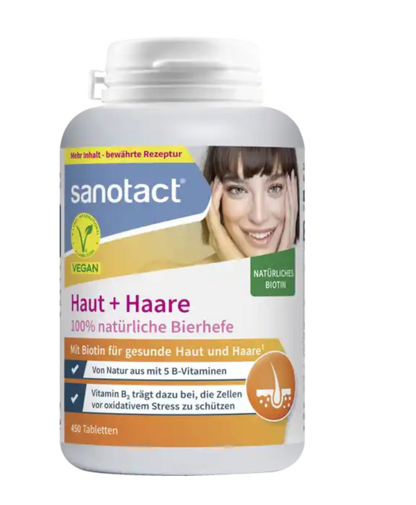 sanotact Haut + Haare Bierhefe Tabletten – 450 Stück (220 g)