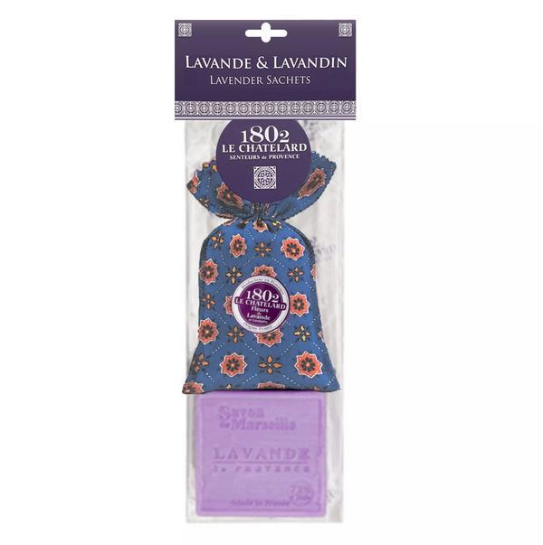 Le Chatelard - Lavendel-Set – Seife & Duftbeutel aus der Provence - 100g