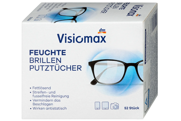 VISIOMAX Brillenputztücher feucht – 52 Stück