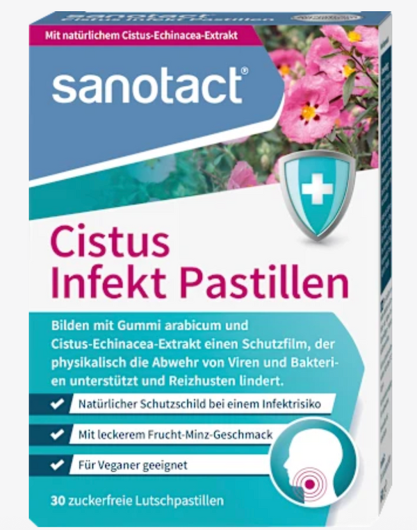sanotact® Cistus Infekt Pastillen – Natürlicher Schutz bei Erkältungsgefahr