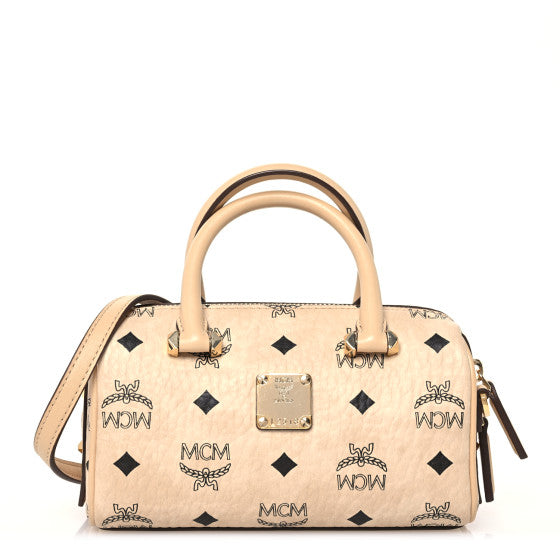 MCM Visetos Mini Boston Tasche Beige