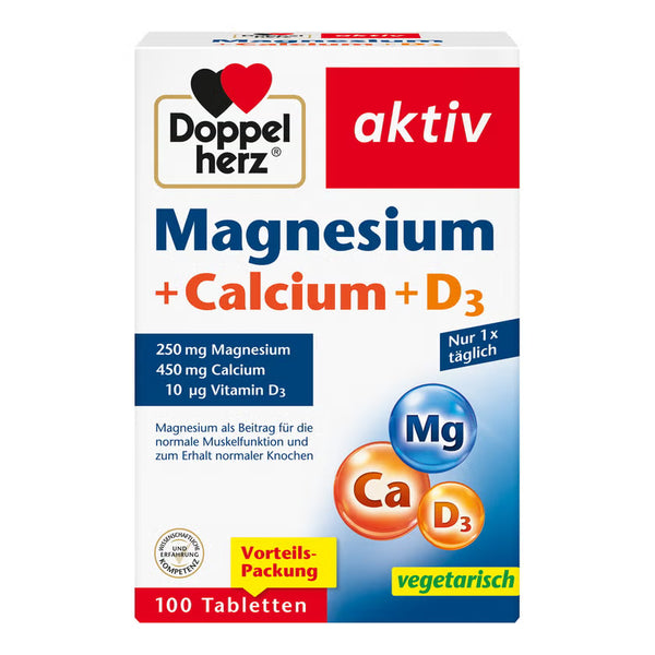 Doppelherz aktiv Magnesium + Calcium + D3 – 100 Tabletten